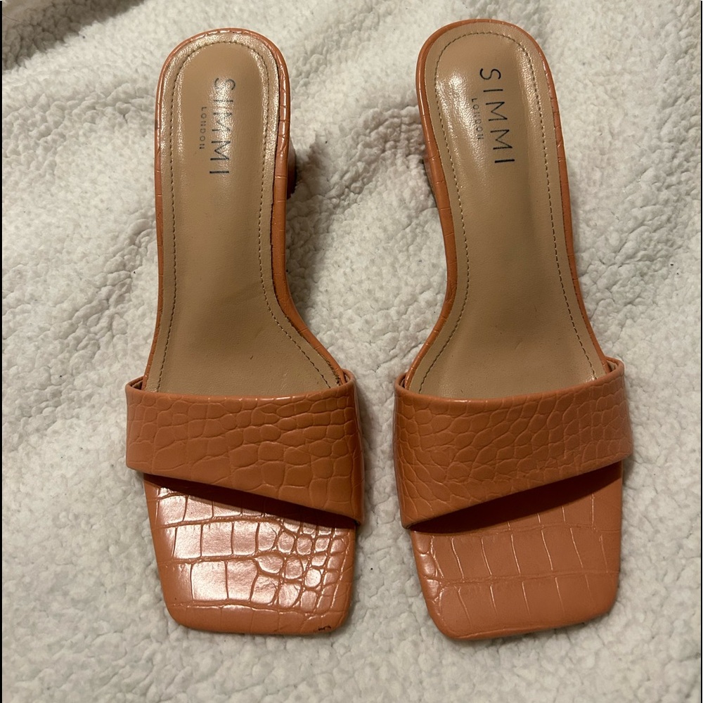 Peach block heels